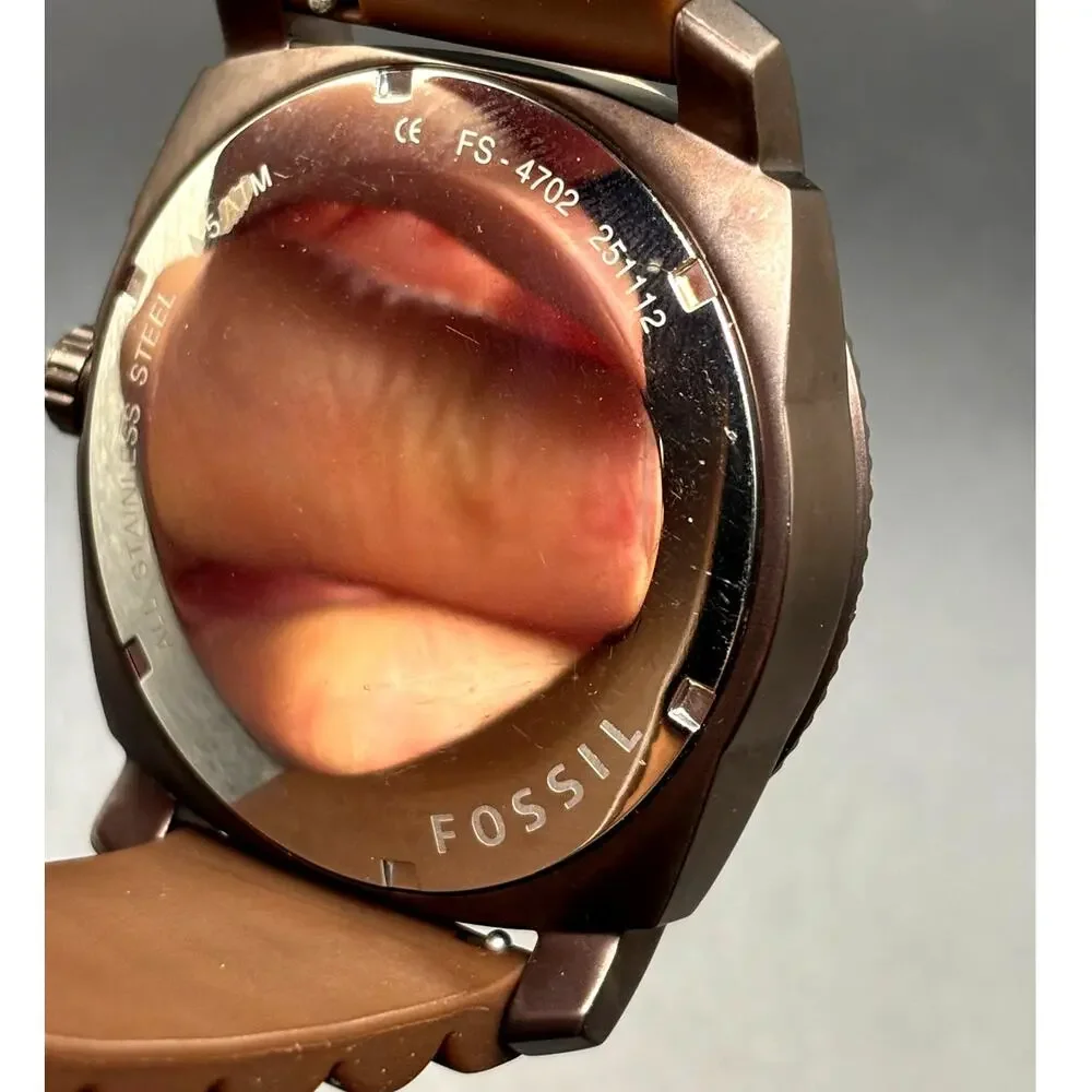 Fossil Machine FS4702 Chronograph Brown 45mm Men’s Watch Silicone Discontinued